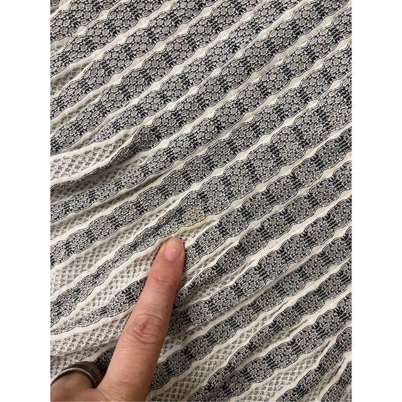 BCBGMAXAZRIA "Haily" Blouse Peplum Stripe Geometric, Black / Ivory, Size XS - Picture 10 of 13